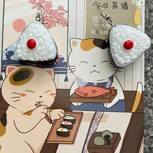 Sushi roll rice big food silver earrings